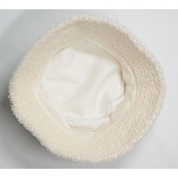 Karl Lagerfeld Sherpa Bucket Hat in White